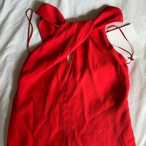 Nicholas Red crepe twist front top